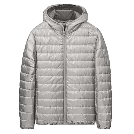 Brondbend Men's Winter Coats Jacket for Men Hooded Long Sleeved Zipper Pocket Outerwear Solid Color Casual Jacket Loose Fit Going out Tops Gray