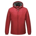 thumbnail image 1 of Brondbend Men's Winter Coats Jackets for Men Hooded Long Sleeved Zipper Pocket Outerwear Solid Color Casual Jacket Loose Fit Anniversary Tops Red, 1 of 1