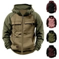 thumbnail image 1 of Brondbend Men's Winter Coats Mens Fall Jackets Hooded Long Sleeved Zipper Pocket Outerwear Solid Color Leisure Jacket Loose Fit Festival Tops Army Green, 1 of 7