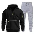 thumbnail image 1 of Brondbend Mens 2 Piece Sweatsuits Sets Joggers Set for Men Long Sleeved Hoodies with Zipper and Pocket Sweatshirt Elastic Waist Sweatpants Tracksuits Winter Fitness Sport Suits,Black, 1 of 2