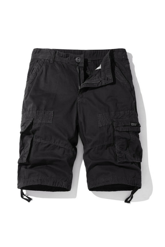 Mens Cargo Shorts Work Shorts for Men Construction Multi Pockets Button Shorts Solid Color Comfy Thin Loose Fit Going out Climb Workwear Pants Black M
