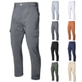 thumbnail image 1 of Brondbend Mens Cargo Work Pants Straight Pants for Men Stretch High Waist Zipper Pocket Trousers Solid Casual Thin Flat Front Trousers Classic Fit Party Suit Pants, 1 of 7