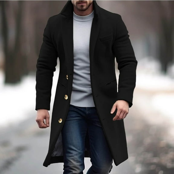 Brondbend Mens Fall Jacket Men Coat Lapel Long Sleeved Pocket Outerwear Solid Color Comfy Stylish Jacket Loose Fit Anniversary Tops Black