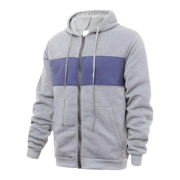 Brondbend Mens Hoodie Sweatshirt Full Zipper Long Sleeve Pockets Pullover with Drawstring Loose Fit Fall Winter Gym Workout Fashion Versatile Coat,Gray