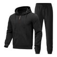thumbnail image 1 of Brondbend Mens Jogger Set Mens Tracksuits 2 Piece Set Hooded Long Sleeved Solid Pocket Pullover and Elastic Waist Sweatpants Outfits Loose Fall Winter Running Fitness Workout Suits,Black, 1 of 5