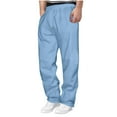 thumbnail image 1 of Brondbend Mens Jogger Sweatpants Jogging Pants Men Pocket Lace-up Workout Pants Stretchy High Waist Solid Leisure Sport Trousers Loose Hiking Fall Winter Pants Light Blue, 1 of 5