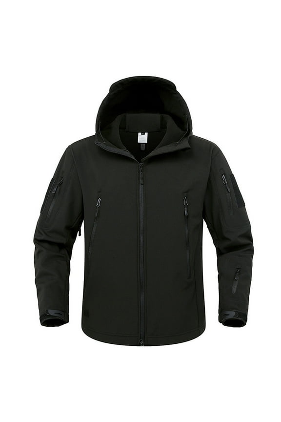 Mens Rain Jackets Men's Winter with Pile Warm Jacket Mountaineering Wear Outdoor Sportswear Windbreaker Oversized Outdoor Hiking Climb Coat,Black