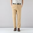 thumbnail image 1 of Brondbend Mens Slim Work Pants Mens Straight Fit Dress Pants Stretchy High Waist Zipper Pocket Trousers Solid Casual Thin Flat Front Trousers Classic Fit Weekend Outings Suit Pants, 1 of 6