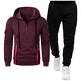 thumbnail image 1 of Brondbend Mens Sweat Suit Men Track Suits 2 Piece Set Long Sleeve Hoodie with Zipper Multiple Pockets Sweatshirt and Sweatpants Tracksuits Loose Fit Fall Winter Gym Workout Suits,Wine, 1 of 6