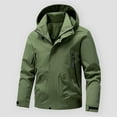 thumbnail image 1 of Brondbend Mens Jacket Waterproof Men's Thin Sports Multi-bag Casual Loose Mountaineering tooling Outdoor Long Sleeve Hooded Casual Outwear Jackets Loose Fit Travel Hiking Versatile,Green, 1 of 5