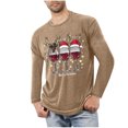 thumbnail image 1 of Brondbend Mens Top Christmas Men’s Shirt Long Sleeved Crew Neck Fitness Homewear Print Fashion Blouse Regular Fit Going out Clothes Khaki, 1 of 5