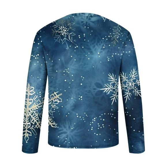 Brondbend Mens Top Christmas Men’s Shirts Long Sleeve Crewneck Pullover Printed Fashion Blouse Loose Vacation Clothes White