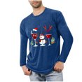thumbnail image 1 of Brondbend Mens Top Christmas Nice Shirts for Men Long Sleeved Crew Neck Fitness Homewear Print Stylish Blouse Regular Fit Work Clothes Blue, 1 of 3