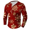 thumbnail image 1 of Brondbend Mens Tops Christmas Mens Shirts Long Sleeve Crewneck Button Pullover Printed Comfortable Blouse Loose Going out Clothes Red, 1 of 4