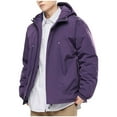 thumbnail image 1 of Brondbend Mens Waterproof Jacket Men's Long Sleeved Solid Color Zipper Outdoor Windproof and Waterproof Hooded Jacket with Pocket Plus Size Fall Winter Climb Mountains,Purple, 1 of 6