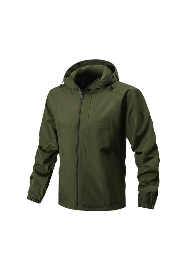 Mens Waterproof Work Jacket Men's Color Blocked Detachable Hat Outdoor Hooded Jacket Waterproof Men's Long Sleeved Hooded Casual jacket Loose Fit Outdoor Trendy Hiking Versatile,Green
