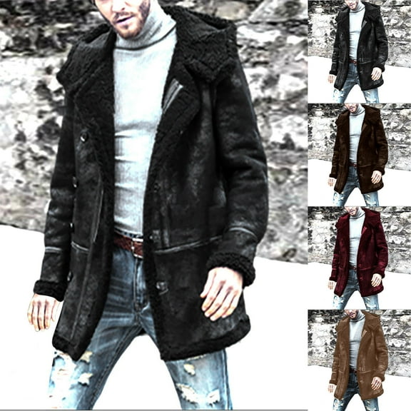 Brondbend Mens Winter Coats Jackets for Men Hooded Long Sleeved Button Pocket Outerwear Solid Color Warm Jacket Loose Fit Daily Tops Black