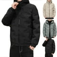 thumbnail image 1 of Brondbend Mens Winter Coats Man Jacket Hooded Long Sleeved Zipper Pocket Outerwear Solid Color Warm Jacket Loose Fit Holiday Tops Black, 1 of 4