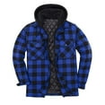 thumbnail image 1 of Brondbend Mens Winter Coats Men's Jacket Hooded Long Sleeved Zipper Pocket Outerwear Plaid Warm Jacket Loose Fit Going out Tops Blue, 1 of 6