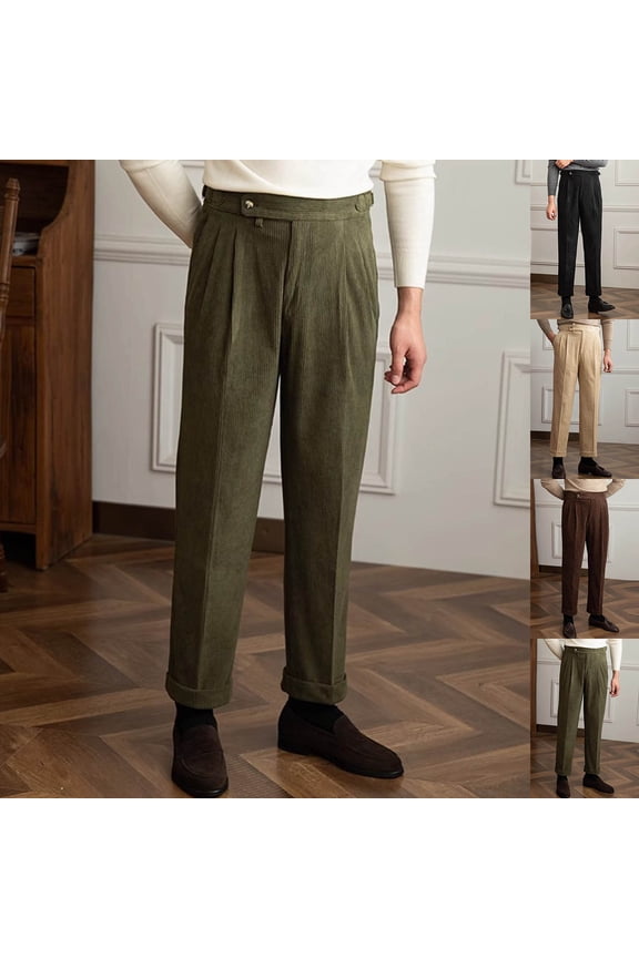 Mens Work Pants Men's Casual Pants Straight Leg Expandable High Waist Zipper Trousers with Pocket Solid Relaxed Flat Front Trousers Classic Fit Party Suit Pants