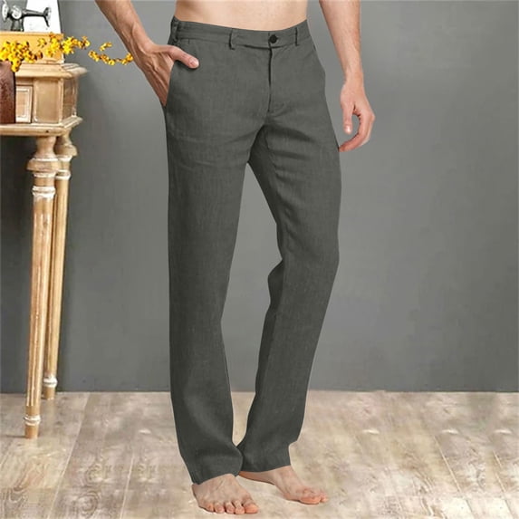 Brondbend Mens Work Pants Mens Dress Pants Straight Fit Elastic High Waist Zipper Pocket Trousers Solid Casual Flat Front Trousers Classic Fit Party Suit Pants