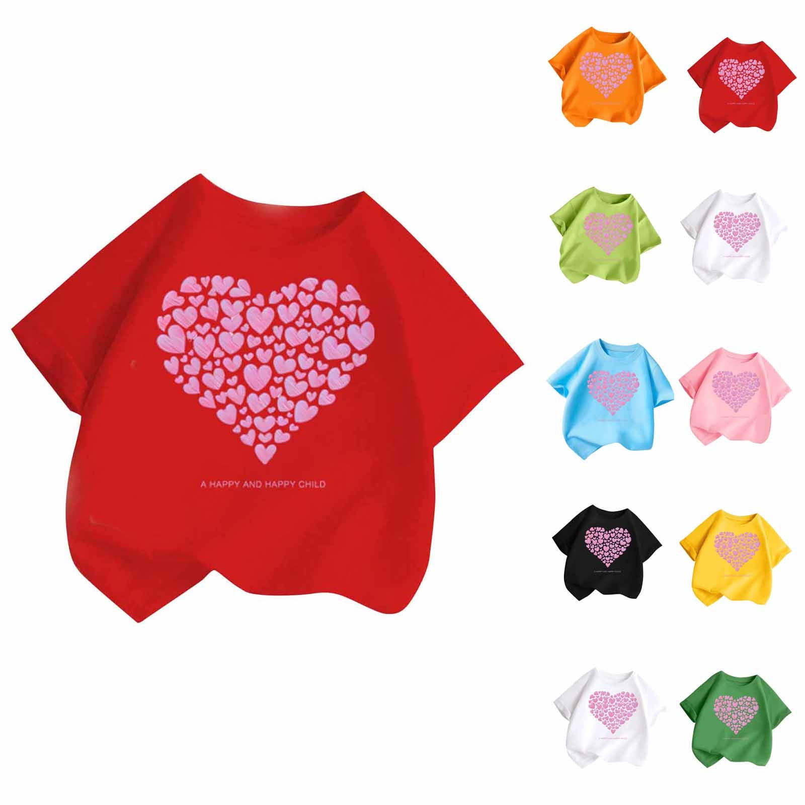 Design Kids Unisex Crew Neck Short Sleeves Solid Color Heart-Shaped Hollow Out Top