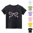 thumbnail image 1 of Brondbend My Order Baby Clothes for Girls Solid Color Round Neck Short Sleeve Blouse Tops Summer Bow Pattern Pullover Casual Fashion Blouse Delightful Girls' Fashion for Casual Yellow Sizes 11 Years, 1 of 3