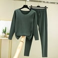 thumbnail image 1 of Brondbend Pajamas for Women Set Crew Neck Solid Color Long Sleeve Pullover Lounge Sleepwear Trousers Outfits Oversized Fall Winter Casual Home Cotton Sets Comfortable，Green, 1 of 2