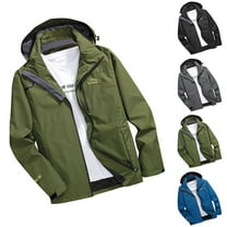 Brondbend Rain Jacket Mens Waterproof with Hood Men Casual Solid Color Outdoor Loose Hooded Hat Waterproof Windproof Windbreaker Jacket Plus Size Outdoor Hiking Travel Versatile,Black