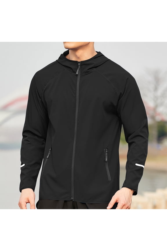 Rain Jacket Mens Waterproof with Hood Men's Fashion Casual Solid Color Pockets Zipper Long Sleeve Coat Oversized Fall Winter Versatile Outdoor Workout Outerwear,Red