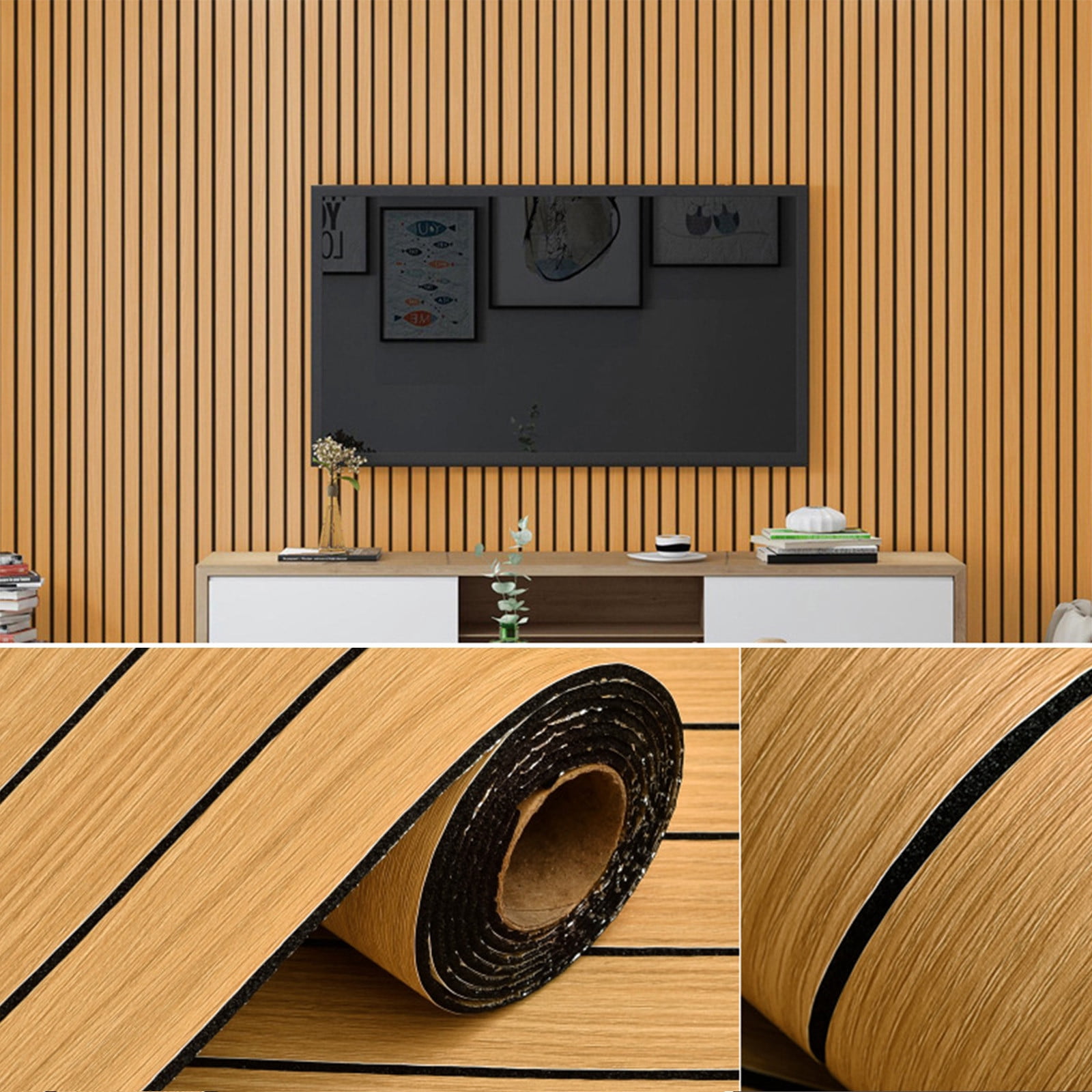 Brondbend Self Adhesive Wallpaper 3D Grille Waterproof PVC TV ...
