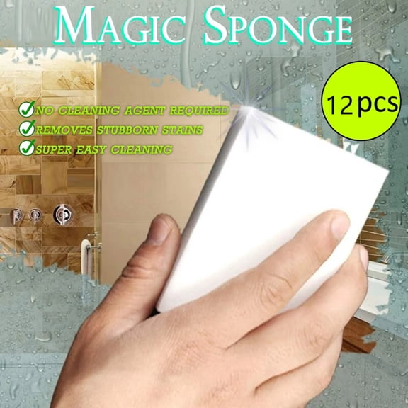 Brondbend Sponge Eraser Melamine Foam Magic Cleaning 12pc Multi Functional Kitchen Bathroom Scrubber Reusable Stain Dirt Remover Thick Cuttable Block For Sink Refrigerator Stovetop