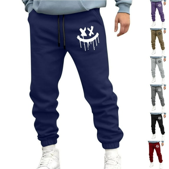 WWV Sweat Pants Men Men's Joggers Drawstring Pocket Workout Pants Elastic High Waisted Print Casual Sport Trousers Tapered Weekend Fall Winter Pants Black