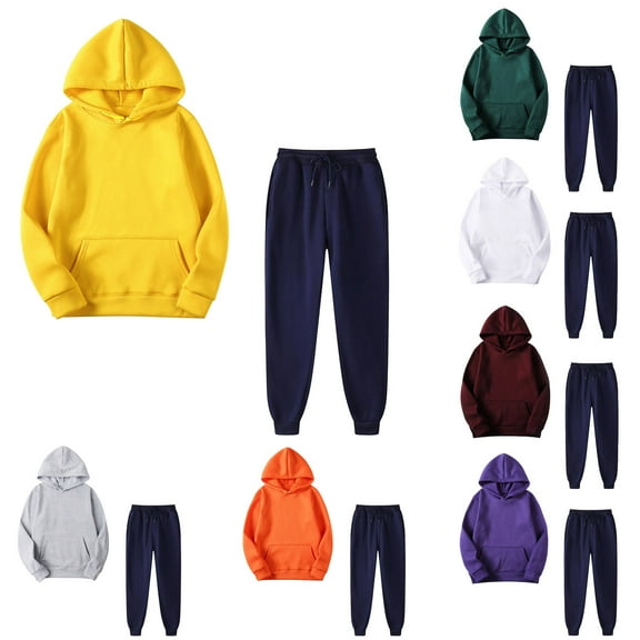 Brondbend Sweat Pants and Sweatshirt Set Women Woman Hoodies Pullover Long Sleeved Pocket Drawstring Pullover Solid High Waist Jogger Outfits Fashion Loose Tracksuits Work Fall Winter Sets Green