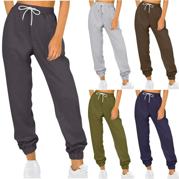 Brondbend Sweat Pants for Women Jogger for Womens High Waist Belly Control Solid Color Lace up Workout Pants Loose Fall Winter Comfortable Outdoor Athletic Trousers,Army Green