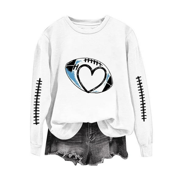 Brondbend Sweat Shirt Women's Pullover Women Crewneck Long Sleeved Printed Casual Sweatshirts Top Oversized Fall Winter Outdoor Athletic Comfortable Blouse,White