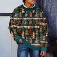 thumbnail image 1 of Brondbend Sweater Men Christmas Fall Sweater Men Crew Neck Long Sleeved Tops Print Trendy Loose Fit Blouse Fall Winter Party Clothes Green, 1 of 4