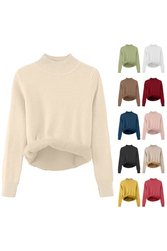 Sweater for Woman Winter Knitted Sweaters for Women Crewneck Long Sleeve Solid Color Top Loose Thick Pullover Fall Comfortable Party Dating Warm Top,Beige