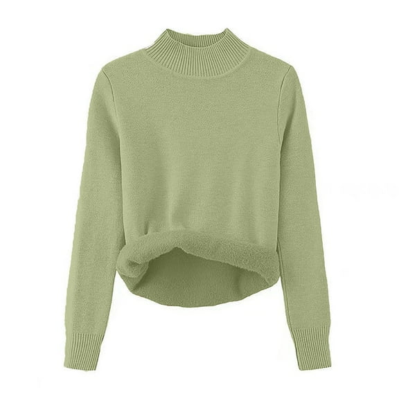Brondbend Sweater for Woman Winter Knitted Sweaters for Women Crewneck Long Sleeve Solid Color Top Loose Thick Pullover Fall Comfortable Party Dating Warm Top,Green