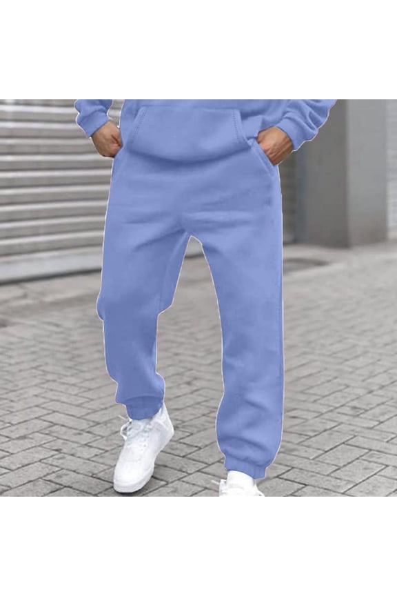 Sweatpants Mens Mens Jogger Pocket Lace-up Workout Pants Stretch Waist Solid Comfortable Sport Trousers Loose Fitness Fall Winter Pants Light Blue