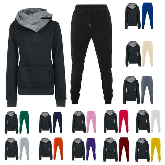 Brondbend Sweatpants Women Set 2 Piece Pullover Sweatshirts for Women Long Sleeved Pocket Pullover Solid Elastic Waist Jogger Outfits Stylish Loose Tracksuits Hiking Fall Winter Sets Beige