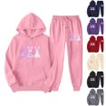 thumbnail image 1 of Brondbend Sweatshirt and Sweatpants Set Women Womens Sweatshirt Hoodie Long Sleeved Pocket Pullover Printed Elastic Waist Jogger Outfits Comfortable Loose Tracksuits Athletic Fall Winter Sets, 1 of 5