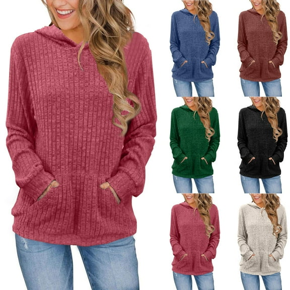 Brondbend Sweatshirts for Womens Hoodies for Women Long Sleeved Stripe Front Pocket Casual Sweater Pullover Loose Fit Fall Winter Going out Fashion Party Comfortable Top(Black)