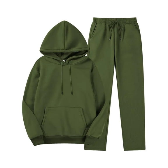 Brondbend Sweatsuit for Women Tracksuit Women Hoodies Long Sleeved Solid Color Front Pocket Pullover and Elastic Waist Pants Lounge Set with Drawstring Loose Fit Athletic Outfits,Army Green