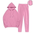thumbnail image 1 of Brondbend Sweatsuits 2 Piece Set Womens Tracksuit Women Solid Hooded Drawstring Long Sleeve Pullover Sweatpant Set with Pockets Oversized Fall Gym Workout Jogging Suits,Pink, 1 of 6
