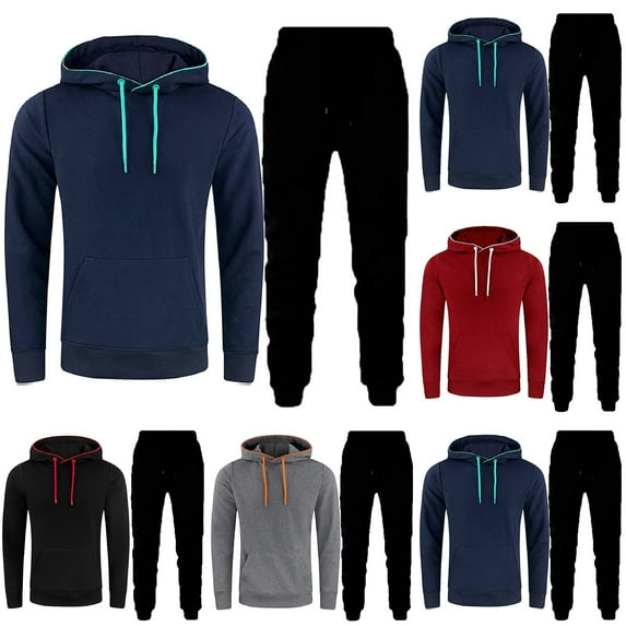 Brondbend Sweatsuits Men 2 Piece Outfit Mens Sweat Suit Long Sleeve Hoodie with Pockets Sweatshirt and Sweatpants Tracksuits Loose Fall Winter Versatile Outdoor Workout Suits,Black