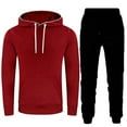 thumbnail image 1 of Brondbend Sweatsuits Men 2 Piece Outfit Mens Sweat Suit Long Sleeve Hoodie with Pockets Sweatshirt and Sweatpants Tracksuits Loose Fall Winter Versatile Outdoor Workout Suits,Wine, 1 of 6