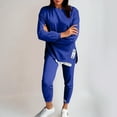 thumbnail image 1 of Brondbend Sweatsuits for Women Set 2 Piece Crew Neck Long Sleeve Slit Pullover and Sweatpant Set Jogger Sweatsuits Loose Fit Fall Outdoor Workout Outfits Comfortable，Blue, 1 of 5