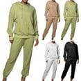 thumbnail image 1 of Brondbend Sweatsuits for Women Set 2 Piece Womans Hoodie Long Sleeved Pocket Drawstring Pullover Solid Stretchy Waist Jogger Outfits Fashion Loose Tracksuits Mountaineering Fall Winter Sets Beige, 1 of 7