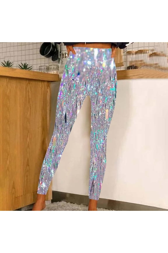 Tall Yoga Pants Soft Leggings Elastic High Waist Belly Control Workout Trousers Printed Trendy Tights Slim Fit Weekend Athletic Jogger Multicolor